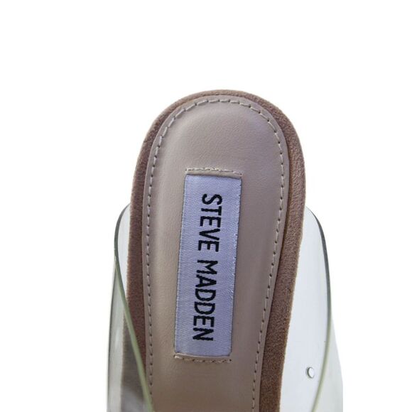 Steve Madden Womens Open Toe Clear Wedge Heels Mules Shoes Clear Brown Size 6M - Picture 6 of 6